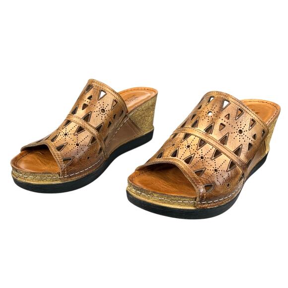 Spring Step Women’s Fusawedge Brown Leather Wedge Sandal Size 39 US 8.5 - Picture 6 of 12